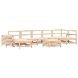 vidaXL Juego de sofás de jardín 9 pzas madera maciza de pino