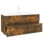 vidaXL Mueble de baño con lavabo madera contrachapada roble ahumado vidaXL Mueble de baño con lavabo madera contrachapada roble ahumado