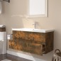 vidaXL Mueble de baño con lavabo madera contrachapada roble ahumado vidaXL Mueble de baño con lavabo madera contrachapada roble ahumado