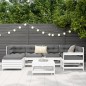 vidaXL Juego de sofás de jardín 7 pzas madera maciza de pino blanco