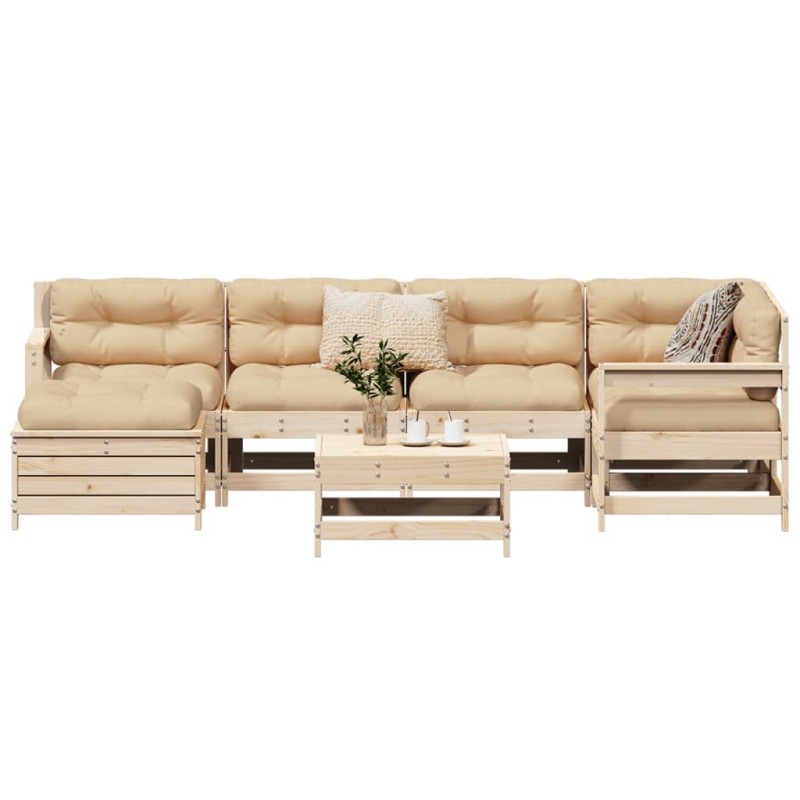vidaXL Juego de sofás de jardín 7 piezas madera maciza de pino vidaXL Juego de sofás de jardín 7 piezas madera maciza de pino