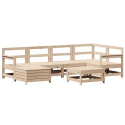 vidaXL Juego de sofás de jardín 7 piezas madera maciza de pino