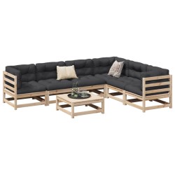 vidaXL Juego de sofás de jardín 7 piezas madera maciza de pino
