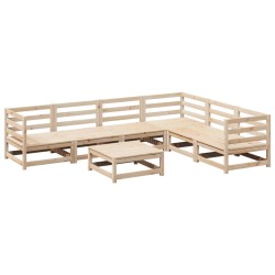 vidaXL Juego de sofás de jardín 7 piezas madera maciza de pino