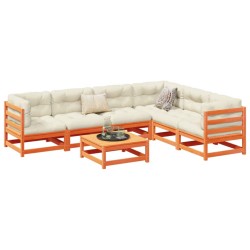 vidaXL Set de sofás jardín 7 pzas con cojines madera pino marrón cera