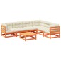 vidaXL Set de sofás jardín 7 pzas con cojines madera pino marrón cera vidaXL Set de sofás jardín 7 pzas con cojines madera pino marrón cera