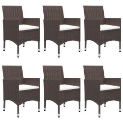 vidaXL Juego de comedor para jardín 7 piezas con cojines marrón