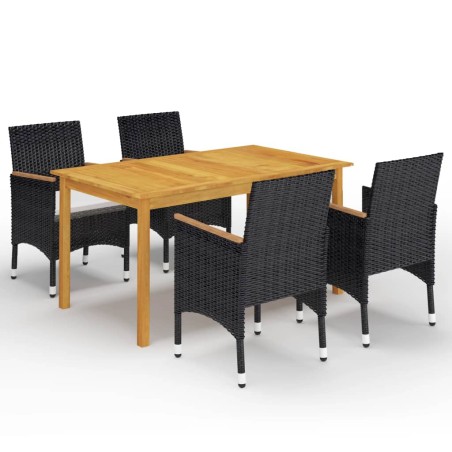 vidaXL Juego de comedor de jardín 5 piezas con cojines negro