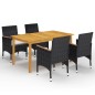 vidaXL Juego de comedor de jardín 5 piezas con cojines negro vidaXL Juego de comedor de jardín 5 piezas con cojines negro