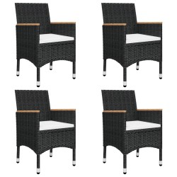 vidaXL Juego de comedor de jardín 5 piezas con cojines negro