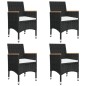 vidaXL Juego de comedor de jardín 5 piezas con cojines negro vidaXL Juego de comedor de jardín 5 piezas con cojines negro