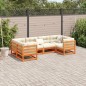 vidaXL Set de sofás jardín 6 pzas con cojines madera pino marrón cera vidaXL Set de sofás jardín 6 pzas con cojines madera pino marrón cera