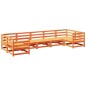 vidaXL Juego de sofás de jardín 7 pzas madera maciza pino marrón cera
