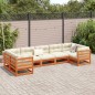 vidaXL Juego de sofás de jardín 7 pzas madera maciza pino marrón cera