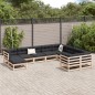 vidaXL Juego de sofás de jardín 10 pzas madera maciza de pino vidaXL Juego de sofás de jardín 10 pzas madera maciza de pino