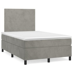 vidaXL Cama box spring con colchón terciopelo gris claro 120x200 cm