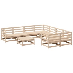 vidaXL Juego de sofás de jardín 9 pzas madera maciza de pino