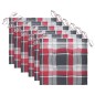 vidaXL Sillas de comedor 6 uds madera teca y cojines a cuadros rojos vidaXL Sillas de comedor 6 uds madera teca y cojines a cuadros rojos