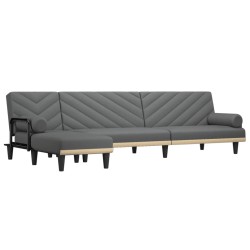 vidaXL Sofá cama en forma de L tela gris oscuro 260x140x70 cm