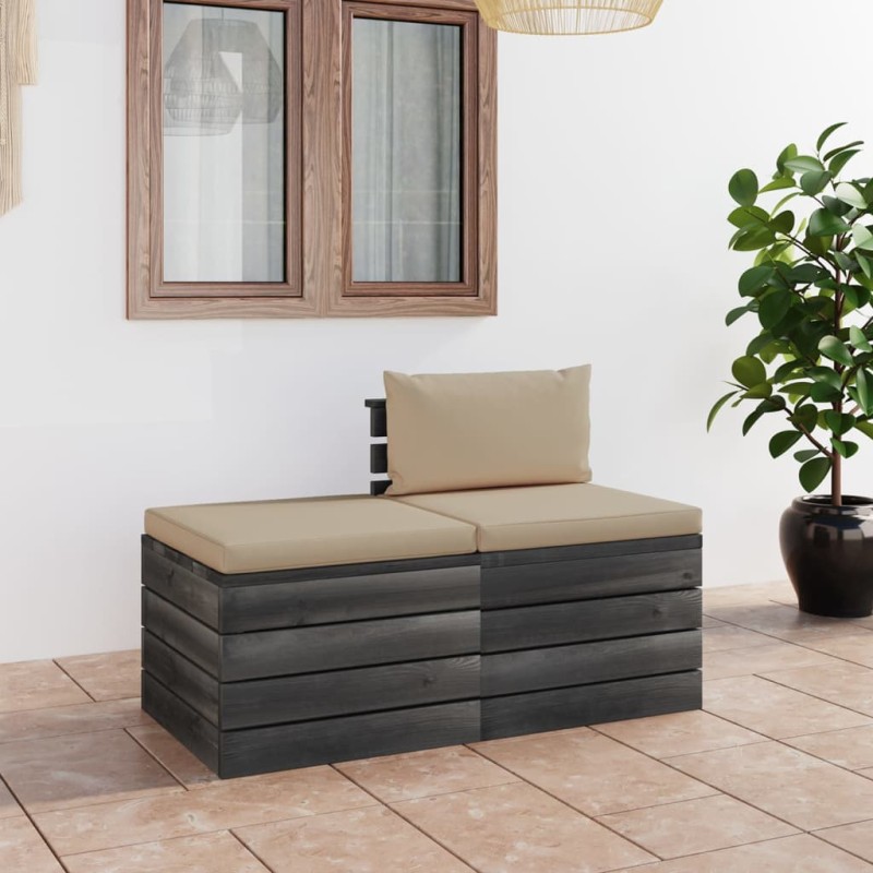 vidaXL Muebles de jardín de palets 2 piezas cojines madera maciza pino vidaXL Muebles de jardín de palets 2 piezas cojines madera maciza pino