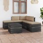 vidaXL Muebles de jardín de palets 6 piezas cojines madera maciza pino
