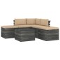 vidaXL Muebles de jardín de palets 6 piezas cojines madera maciza pino