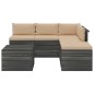 vidaXL Muebles de palets para jardín 6 pzas con cojines madera de pino