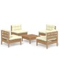 vidaXL Muebles de jardín 5 piezas cojines madera de pino crema vidaXL Muebles de jardín 5 piezas cojines madera de pino crema