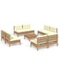 vidaXL Muebles de jardín 9 piezas cojines madera de pino crema vidaXL Muebles de jardín 9 piezas cojines madera de pino crema