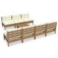 vidaXL Muebles de jardín 8 piezas cojines madera de pino color crema vidaXL Muebles de jardín 8 piezas cojines madera de pino color crema