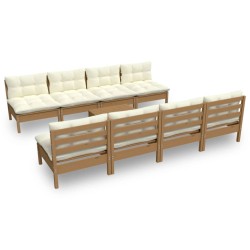 vidaXL Juego de muebles de jardín 9 pzas y cojines madera maciza pino