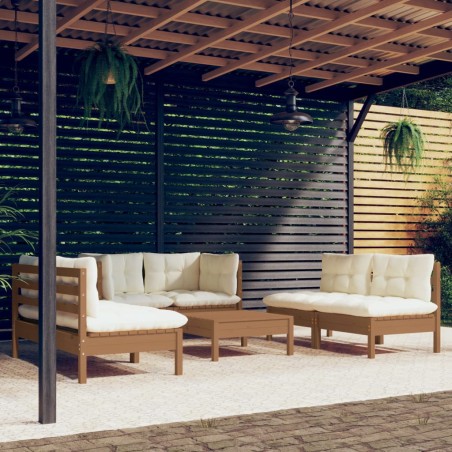 vidaXL Muebles de jardín 7 piezas cojines madera maciza de pino