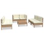 vidaXL Muebles de jardín 7 piezas cojines madera maciza de pino vidaXL Muebles de jardín 7 piezas cojines madera maciza de pino