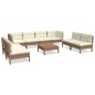 vidaXL Muebles de jardín 9 piezas cojines madera maciza de pino vidaXL Muebles de jardín 9 piezas cojines madera maciza de pino