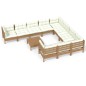 vidaXL Muebles de jardín 11 pzas y cojines madera de pino marrón miel
