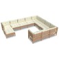vidaXL Muebles de jardín 11 pzas y cojines madera de pino marrón miel