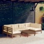 vidaXL Muebles de jardín 7 pzas y cojines madera de pino marrón miel vidaXL Muebles de jardín 7 pzas y cojines madera de pino marrón miel