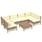 vidaXL Muebles de jardín 7 pzas y cojines madera de pino marrón miel vidaXL Muebles de jardín 7 pzas y cojines madera de pino marrón miel