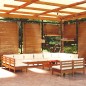 vidaXL Muebles de jardín 13 pzas y cojines madera de pino marrón miel