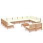 vidaXL Muebles de jardín 13 pzas y cojines madera de pino marrón miel