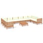 vidaXL Muebles de jardín 11 pzas y cojines madera de pino marrón miel vidaXL Muebles de jardín 11 pzas y cojines madera de pino marrón miel