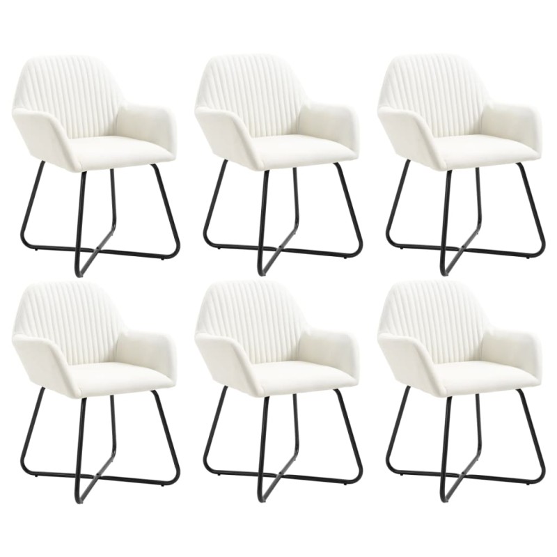 vidaXL Sillas de comedor 6 unidades tela color crema vidaXL Sillas de comedor 6 unidades tela color crema