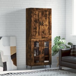 vidaXL Aparador alto madera contrachapada roble ahumado 69,5x34x180 cm
