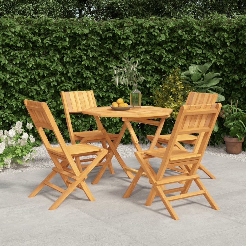 vidaXL Juego de comedor para jardín 5 piezas madera maciza de teca vidaXL Juego de comedor para jardín 5 piezas madera maciza de teca
