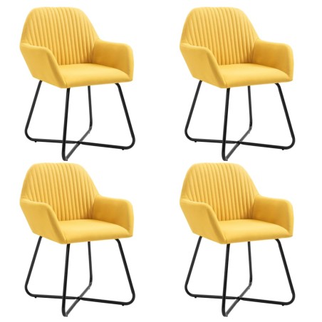 vidaXL Sillas de comedor 4 unidades tela amarillo