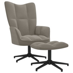 vidaXL Silla de relajación con reposapiés terciopelo gris claro