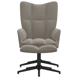 vidaXL Silla de relajación con reposapiés terciopelo gris claro