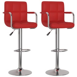 vidaXL Taburetes de cocina 2 unidades cuero sintético rojo vino tinto