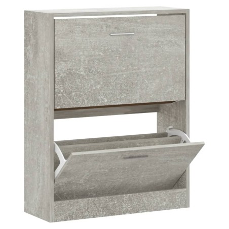 vidaXL Mueble zapatero madera contrachapada gris hormigón 63x24x81cm