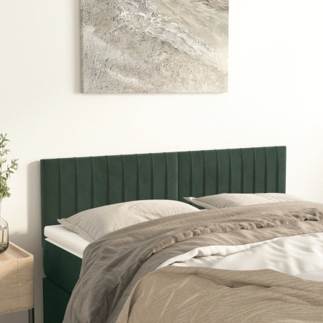 vidaXL Cabeceros 2 unidades terciopelo verde oscuro 72x5x78/88 cm
